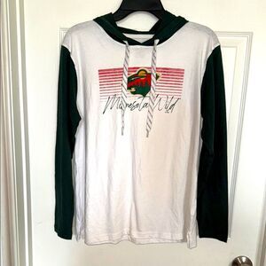NHL MINNESOTA WILD Green and White 100% organic cotton Hoodie shirt M NWT